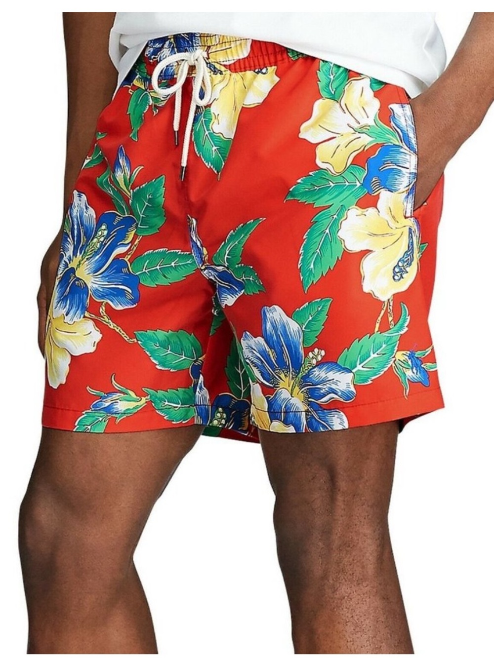 Polo Ralph Lauren Traveler Swim Trunks-Aloha Red Floral-Size Large-5.5" Inseam